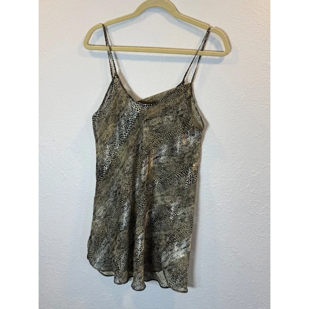 Private Luxuries Gold Snakeskin Print Chemise Nightgown Slip Dress Womens Medium